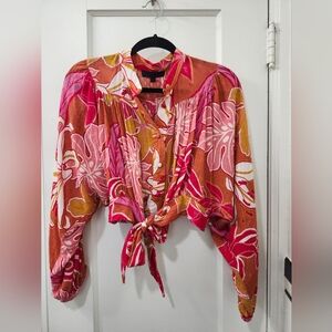 Floral Tie-Front Blouse RACHEL ZOE